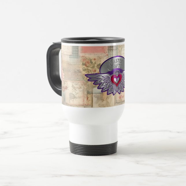 Scrapbookers Master Abzeichen Travel Mug Reisebecher (Vorderseite Links)