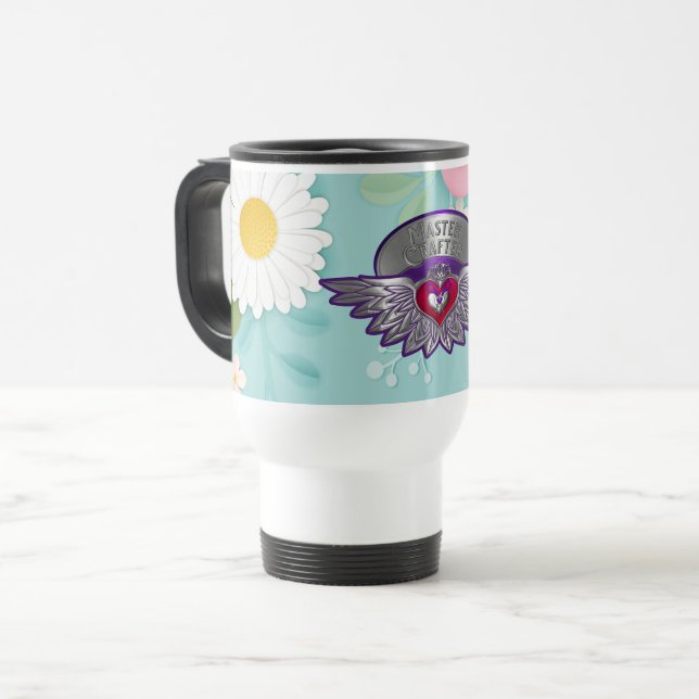 Scrapbookers Master Abzeichen Travel Mug Reisebecher (Vorderseite Links)