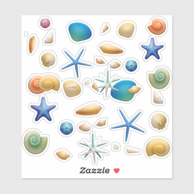 Scrapbooking Colorful Seashell Collection 6" Aufkleber (Blatt)