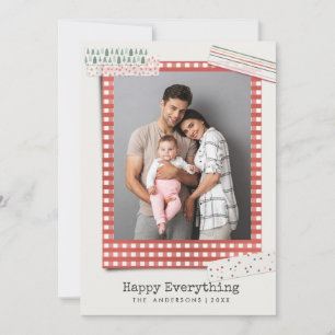 Scrapbooking Feiertage Gingham-Rahmen Foto Feiertagskarte