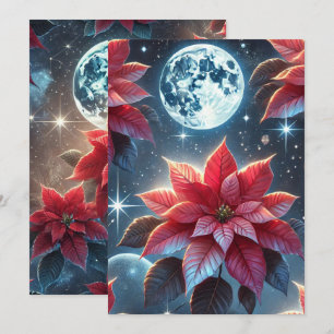Scrapbooking Printable Moonlit Poinsettia Muster Einladung