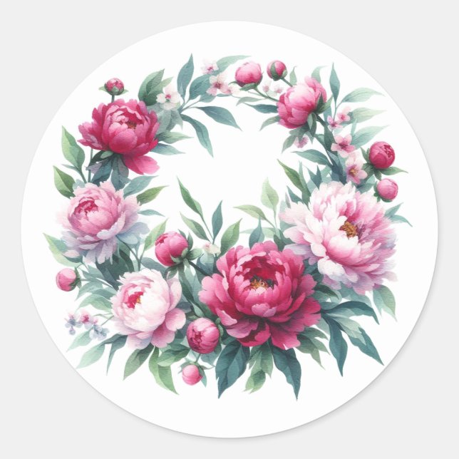 Scrapbooking Sticker Wasserfarbenpeonieren Wreath (Vorderseite)