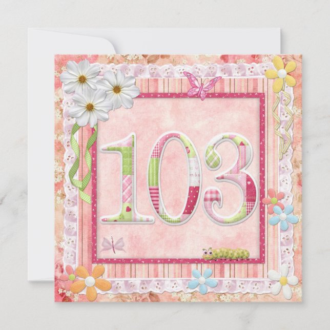 Scrapbooking zum 103. Geburtstag Einladung (Vorderseite)