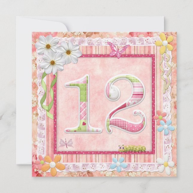 Scrapbooking zum 12. Geburtstag Einladung (Vorderseite)