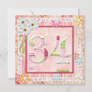Scrapbooking zum 34. Geburtstag Einladung