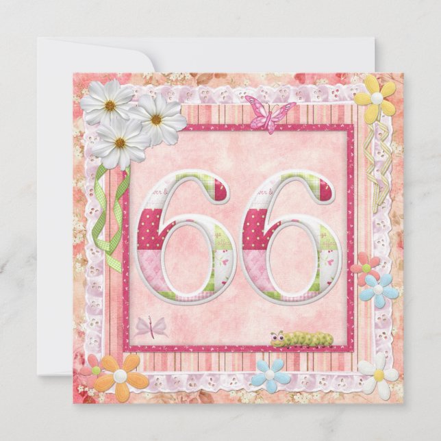 Scrapbooking zum 66. Geburtstag Einladung (Vorderseite)