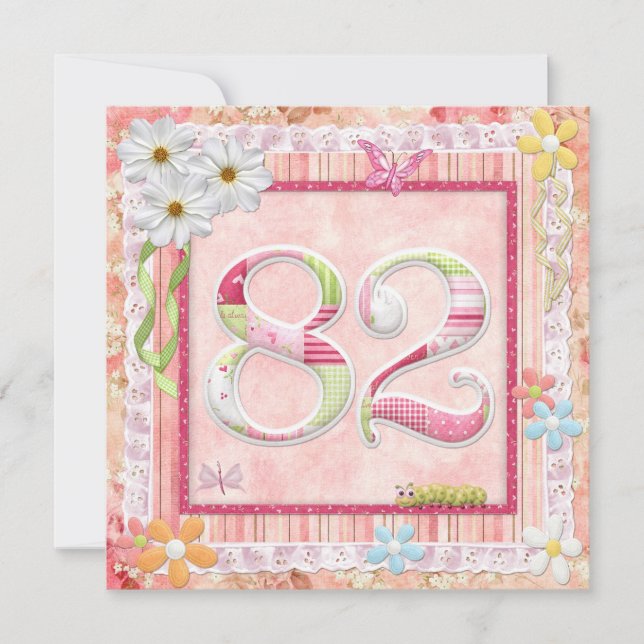 Scrapbooking zum 82. Geburtstag Einladung (Vorderseite)