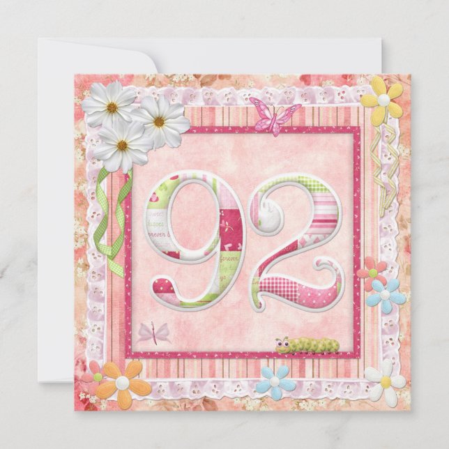 Scrapbooking zum 92. Geburtstag Einladung (Vorderseite)