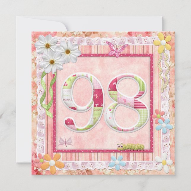 Scrapbooking zum 98. Geburtstag Einladung (Vorderseite)