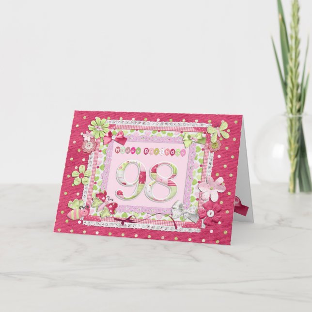 Scrapbooking zum 98. Geburtstag Karte (Vorderseite)