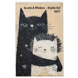Scratch & Whiskers – Grafischer Katzenkalender 202 Kalender