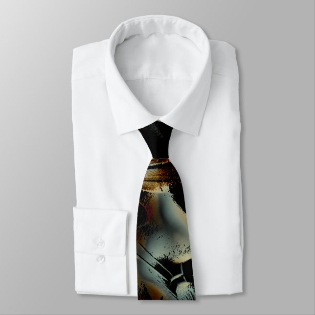 Scratched dunkle Satin Textur zerbrochen digitales Krawatte (Gebunden)