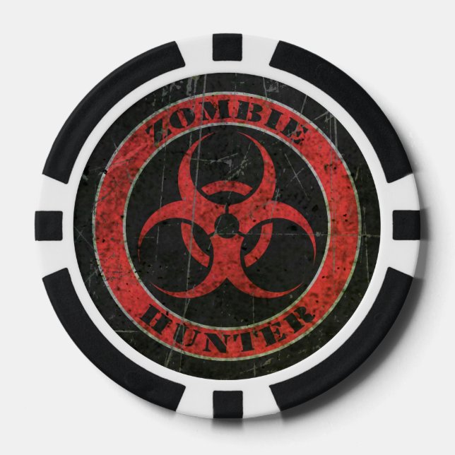 Scratched Red and Black Bio Hazard Zombie Hunter Pokerchips (Vorderseite)