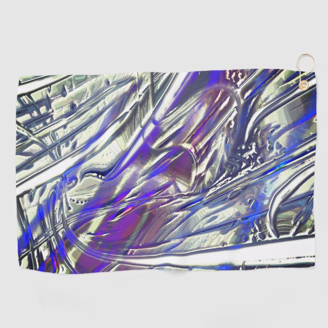 Scratched Spuren auf silberne Textur unter blauem  Golfhandtuch (Horizontal)