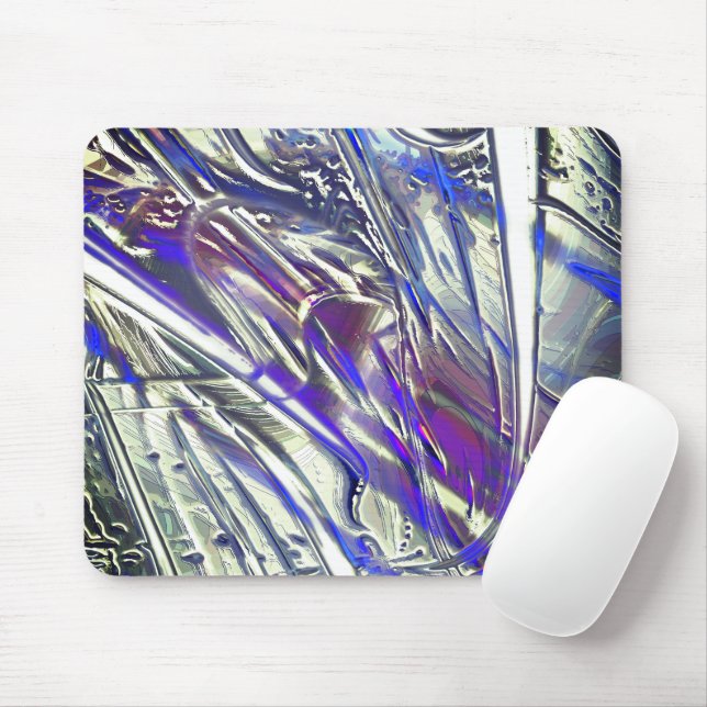 Scratched Spuren auf silberne Textur unter blauem  Mousepad (Mit Mouse)