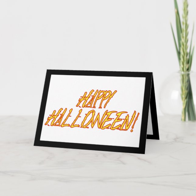 Scratchy Yellow and Red Halloween Text Image Karte (Vorderseite)