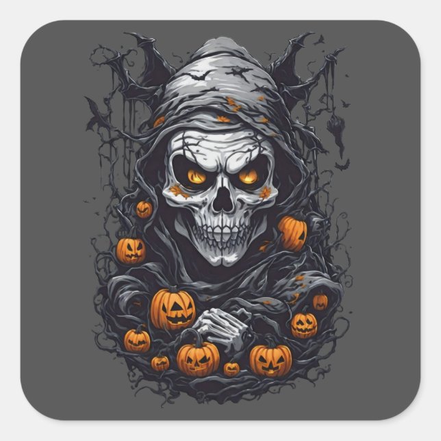 Scray Halloween Design Quadratischer Aufkleber (Vorderseite)