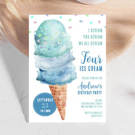 Scream FOUR Ice Cream Birthday Party Invitation Einladung