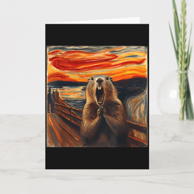 Scream Groundhog Artistic Groundhog Day Funny Anim Karte (Vorderseite)