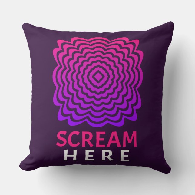 Scream Here | Pink & Purple Ripple Throw Pillow Kissen (Vorderseite)