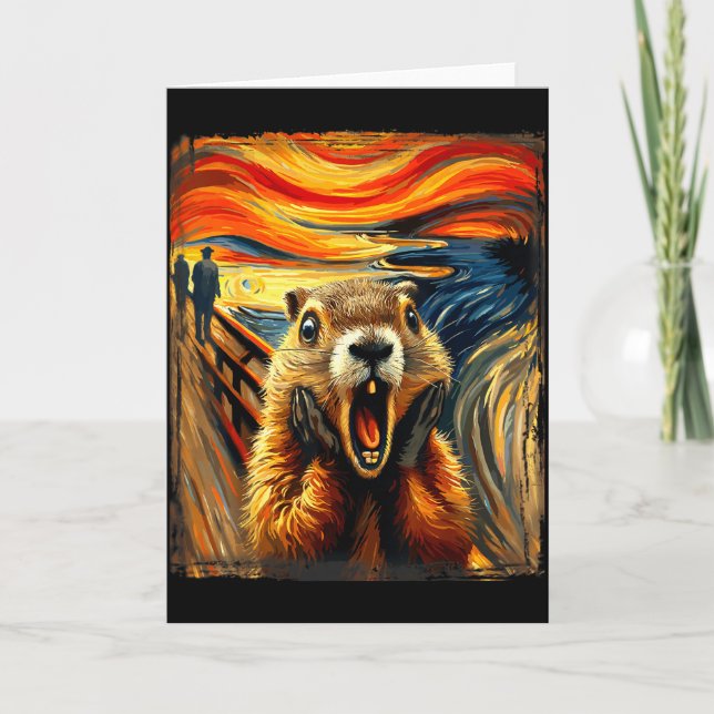 Scream Parody Funny Animal Painting Artistic Groun Karte (Vorderseite)