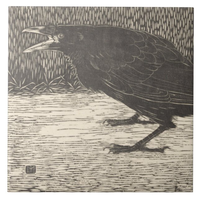 Screaming Crow (von Jan Mankes) Fliese (Vorderseite)