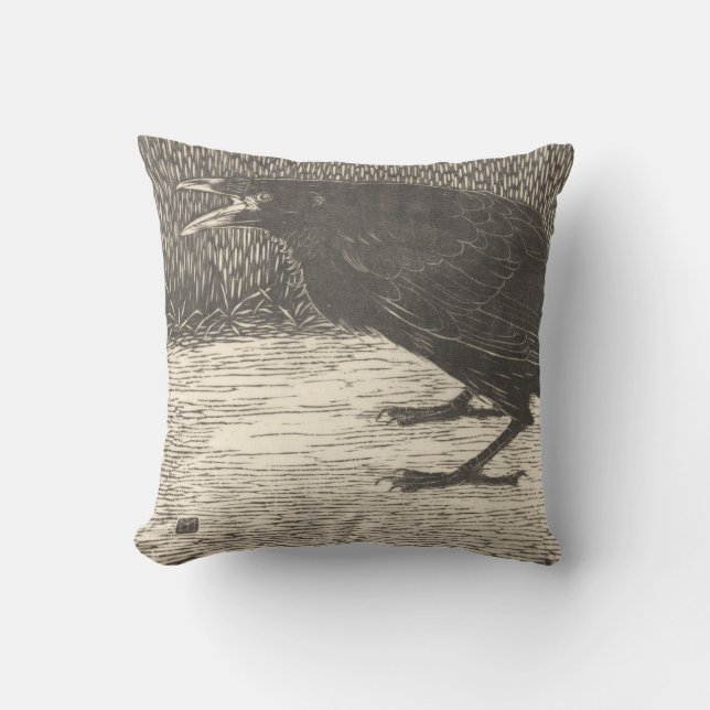 Screaming Crow (von Jan Mankes) Kissen (Vorderseite)