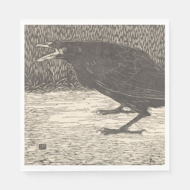 Screaming Crow (von Jan Mankes) Serviette (Vorderseite)
