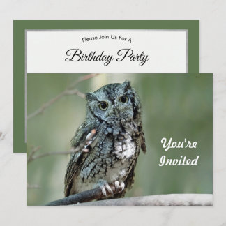 Screech Owl Treff Branch Foto Geburtstag Einladung