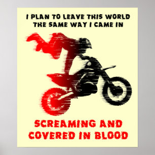 Screening Blood Dirt Bike Motocross Print Poster