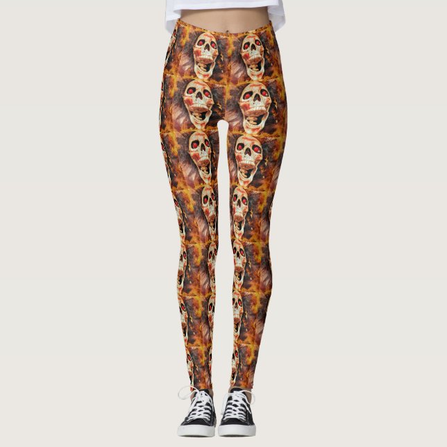Screening Skull Halloween Print Leggings (Vorderseite)