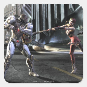 Screenshot: Cyborg vs Harley Quadratischer Aufkleber