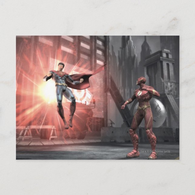 Screenshot: Superman vs Flash Postkarte (Vorderseite)