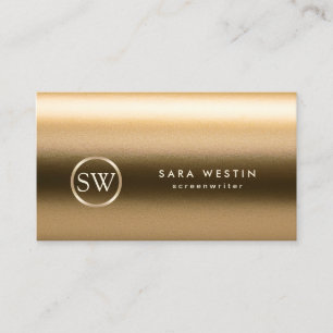 Screenwriter Gold Texture Monogram Business Card Visitenkarte