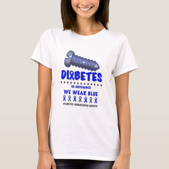 Screw Diabetes im November tragen wir blaues Bewus T-Shirt (Vorderseite)
