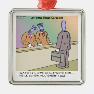 Screwy Salesman von Rick London Funny Silbernes Ornament