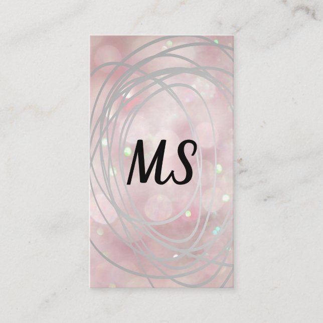 Scribble Artistic | Monogramm | Pink Boke Visitenkarte (Vorderseite)