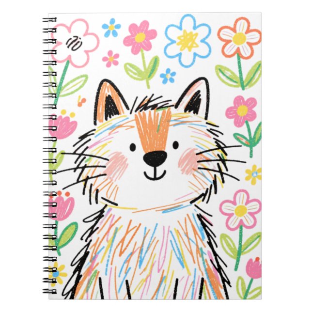 Scribble Cat Notizbuch Weiß Notizblock (Vorderseite)