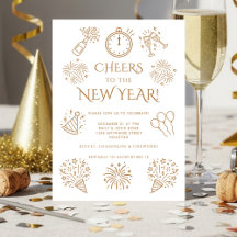 Scribble Doodles Gold Prost aufs Neujahrsfest
