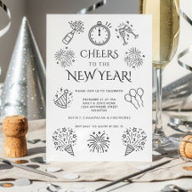 Scribble Doodles Prost auf die Neujahrsparty