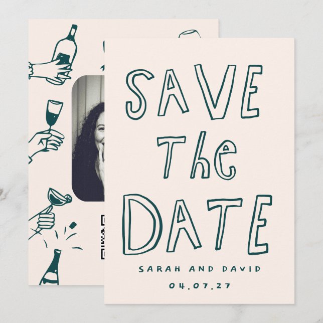 Scribble Funny Doodle Datum speichern Save The Date (Vorne/Hinten)