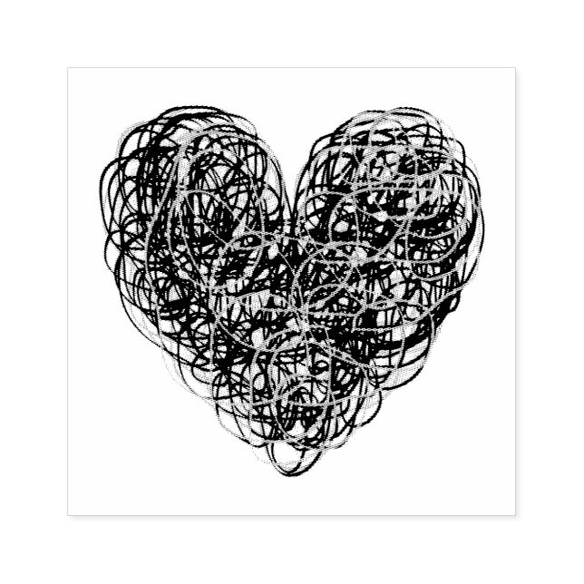 Scribble Heart Gummistempel (Prägung)