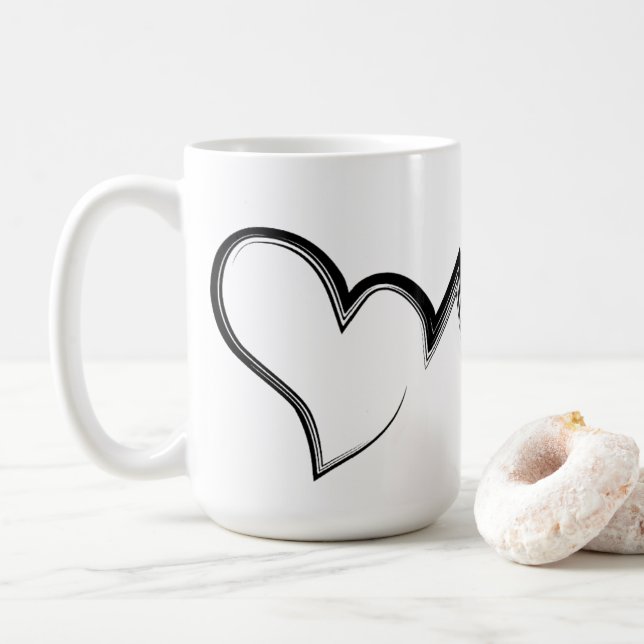 Scribble Heart Liebe Kaffeetasse (Mit Donut)