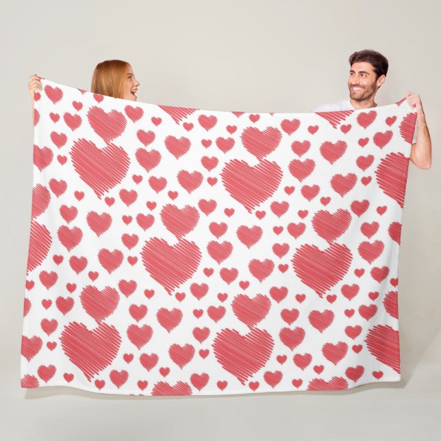 Scribble Hearts Fleecedecke (Beispiel)