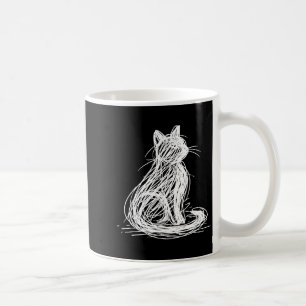 Scribble-Katze Minimale Linienkunst Japanisch  Kaffeetasse