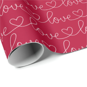 Scribble-Liebe rot und weiß Geschenkpapier