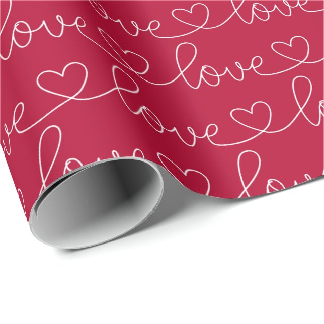 Scribble-Liebe | rot und weiß Geschenkpapier (Rolleneckpunkt)
