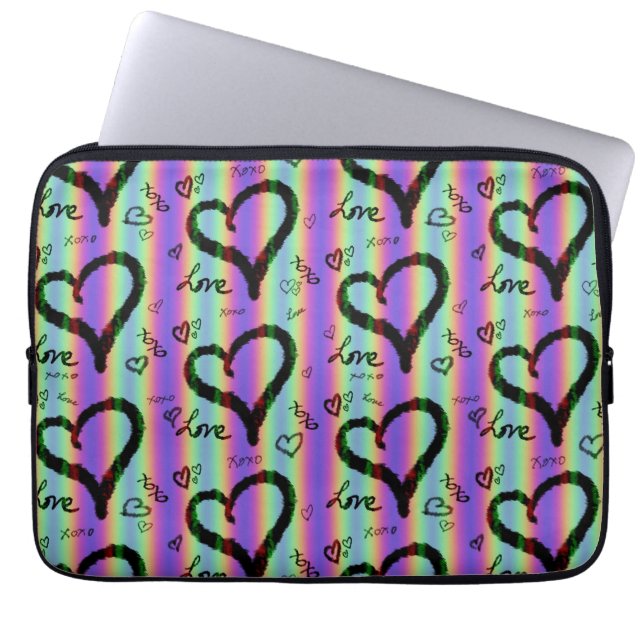 Scribble Liebe Xoxo Heart Strip Electronics Bag Laptopschutzhülle (Vorderseite)