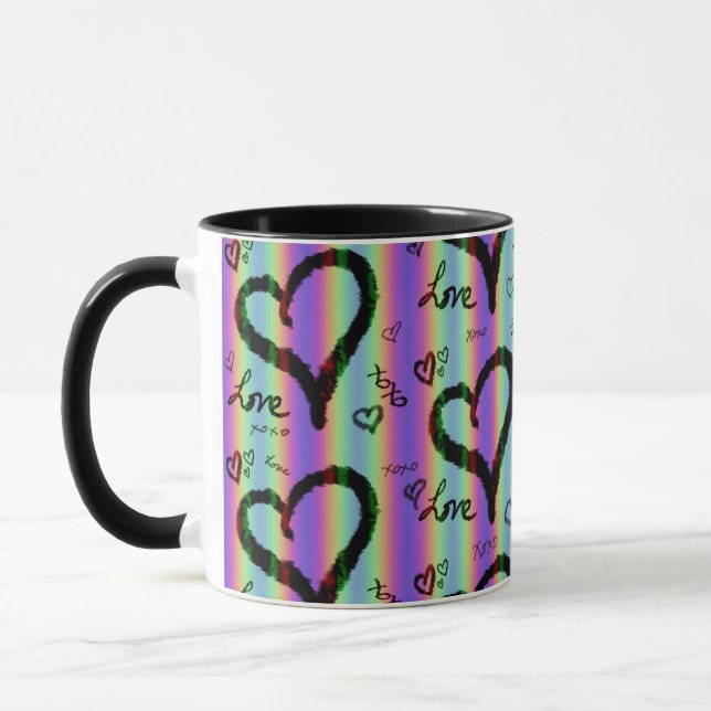 Scribble Liebe Xoxo Heart Strip Tasse (Links)