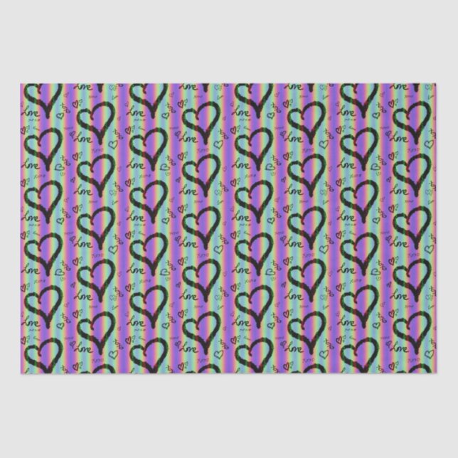 Scribble-Liebe Xoxo Heart Strip Tissue Seidenpapier (Vorderseite)